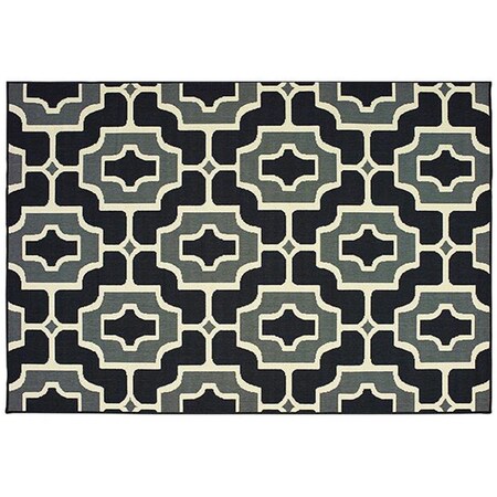 Oriental Weavers Marina Indoor Outdoor Outdoor Geometric Round Rug, Black - 7 ft. 10 in. x 7 ft. 10 in. M1291Z240RDST